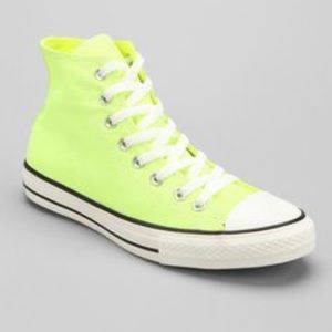 Neon Bright Yellow Green High Top Converse!
